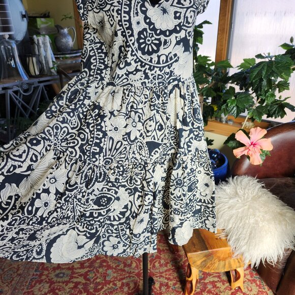 NWT!! BUCKET LIST V Neck Flutter Sleeved Print Tiered Summer Dress - Picture 4 of 13